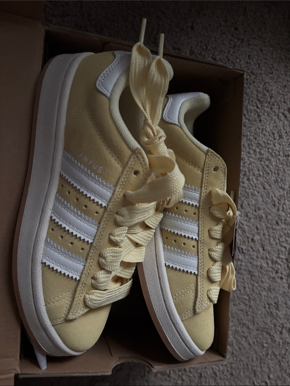 adidas Campus Suede Sneakers in Light Yellow & White